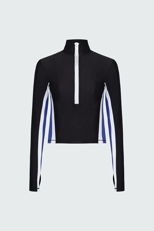 Watskin Sunwear Mia 1/2 Zip Pullover in Blue Colorblock