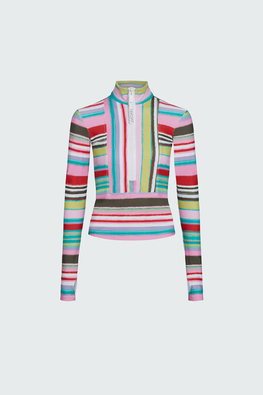 Watskin Sunwear Mia 1/2 Zip Pullover in Painted Stripe