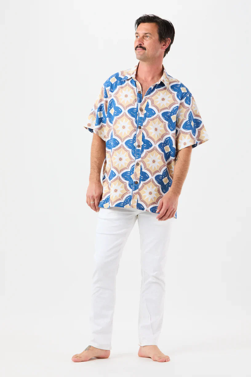 Tiare Hawaii Nautilus Shirt - Spanish Tiles Blue