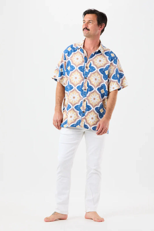 Tiare Hawaii Nautilus Shirt - Spanish Tiles Blue