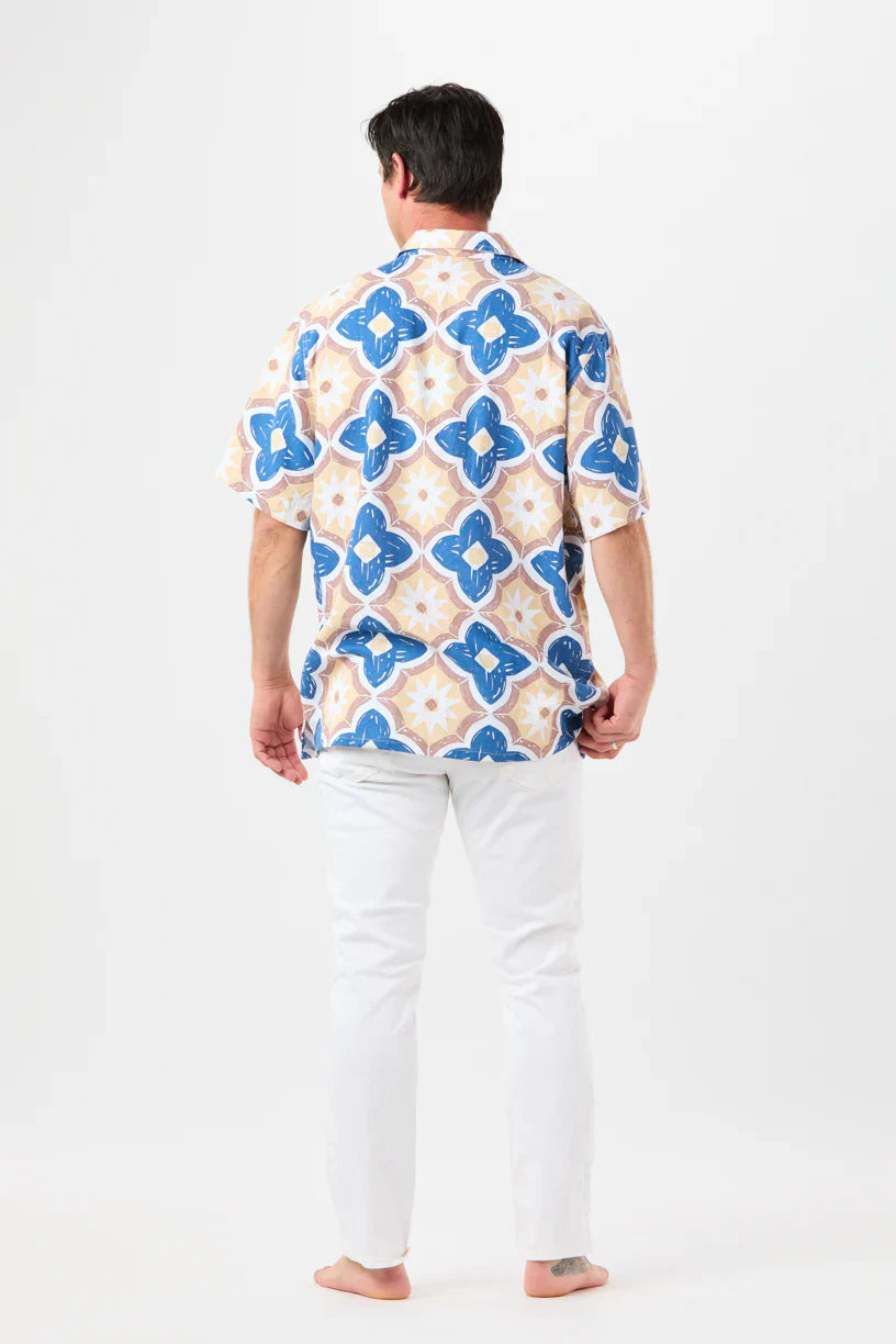 Tiare Hawaii Nautilus Shirt - Spanish Tiles Blue