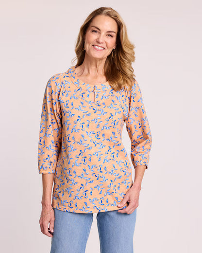 BLAIR Women’s Top Slub Knit Keyhole Peasant Top (Misses) - x3