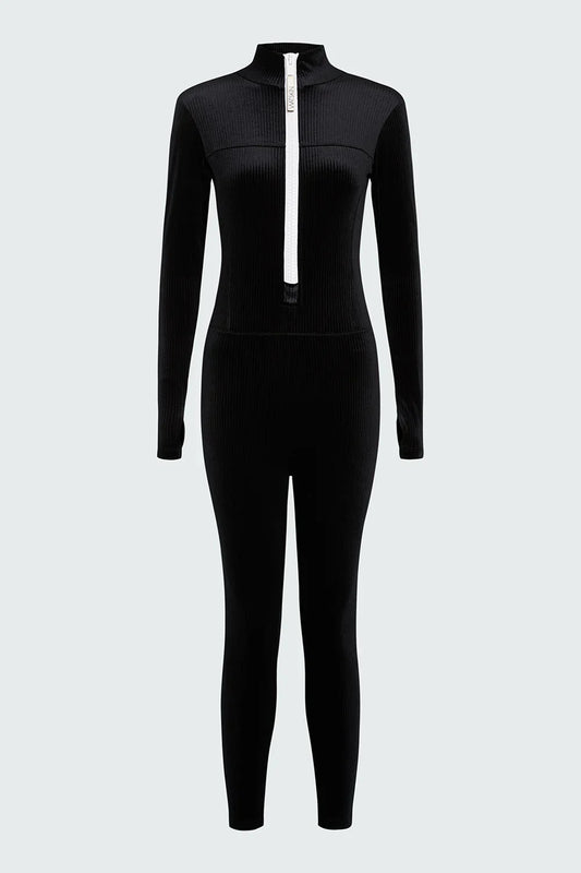 Watskin Sunwear Rae Catsuit in Black Corduroy Velvet