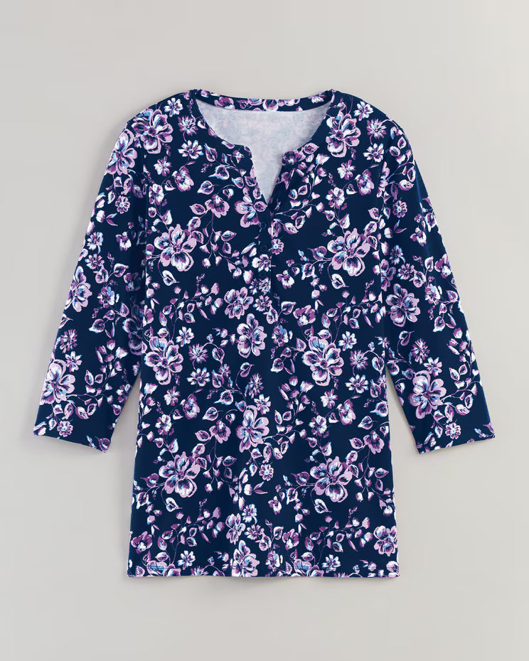 BLAIR Women’s Top Essential Knit Three-Quarter Sleeve Henley 1 (Petite) - x4