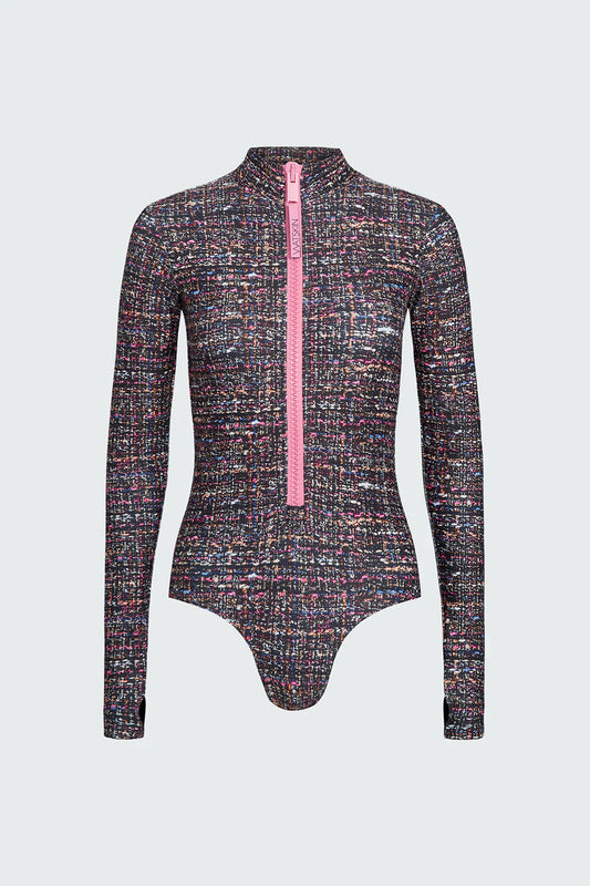 Watskin Sunwear Ryann Bodysuit in Tweed Print