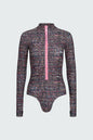 Watskin Sunwear Ryann Bodysuit in Tweed Print
