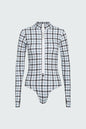 Watskin Sunwear Ryann Bodysuit in Grey Houndstooth