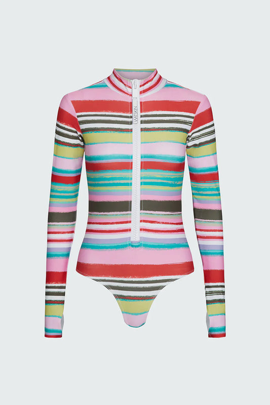 Watskin Sunwear Ryann Bodysuit in Painted Stripe