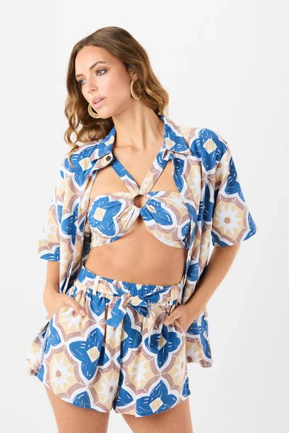 Tiare Hawaii Snapper Rock Short - Spanish Tiles Blue