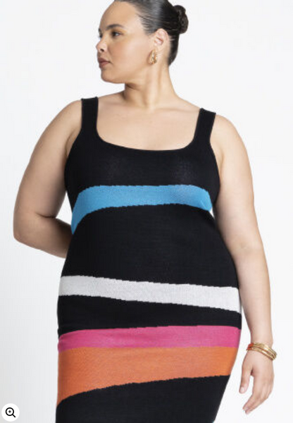 ELOQUII Women's Intarsia Column Dress