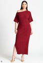 ELOQUII Women's Mixed Directional Rib Midi Dress