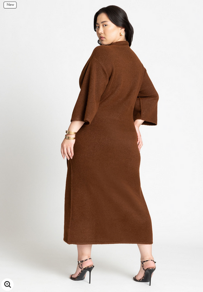 ELOQUII Women's Funnel Neck Wide Sleeve Midi Dress