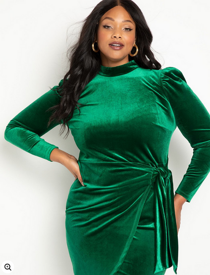 ELOQUII Women's Velvet Mini Dress with Wrap Skirt
