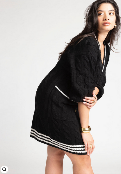 ELOQUII Women's Cardigan Sweater Dress With Stripe Detail