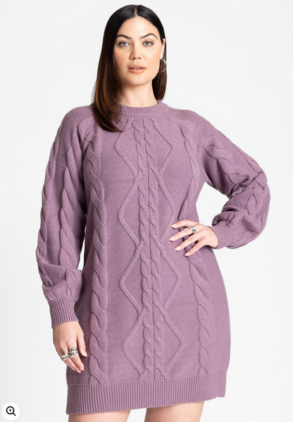 ELOQUII Women's Mini Cable Sweater Dress