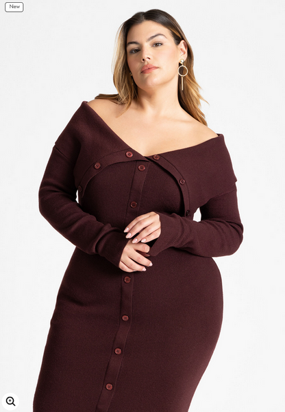 ELOQUII Women's Off Shoulder Sweater Midi Dress
