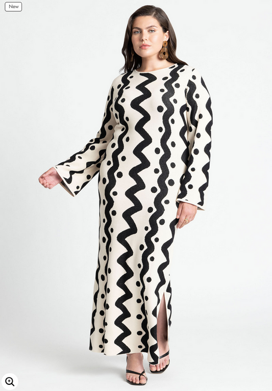 ELOQUII Women's Zig Zag Sweater Dress