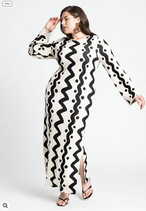 ELOQUII Women's Zig Zag Sweater Dress