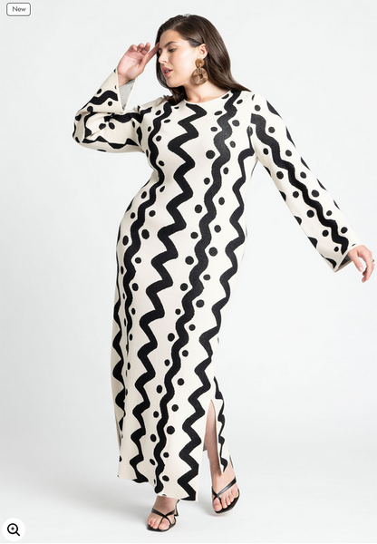ELOQUII Women's Zig Zag Sweater Dress
