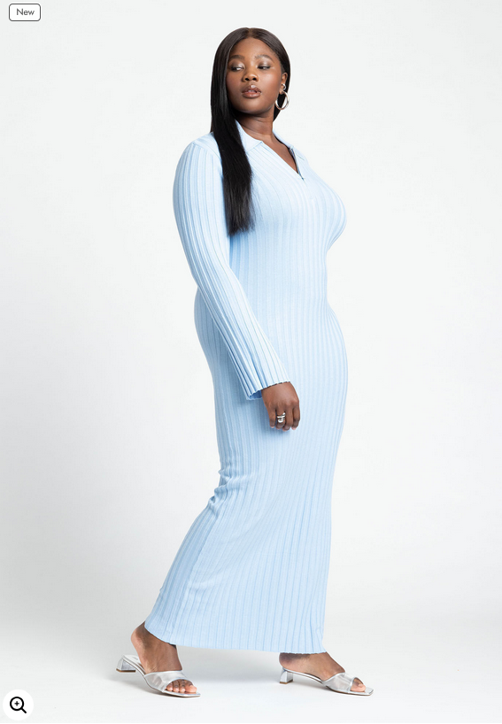 ELOQUII Women's Zipper Sweater Dress With Collar