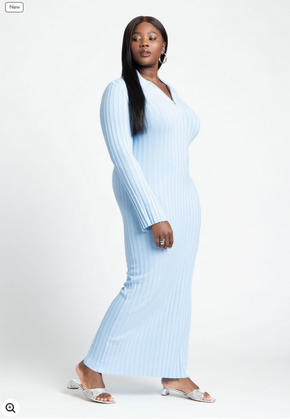 ELOQUII Women's Zipper Sweater Dress With Collar