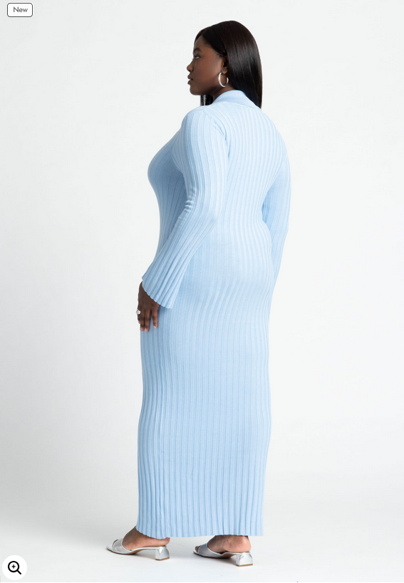 ELOQUII Women's Zipper Sweater Dress With Collar