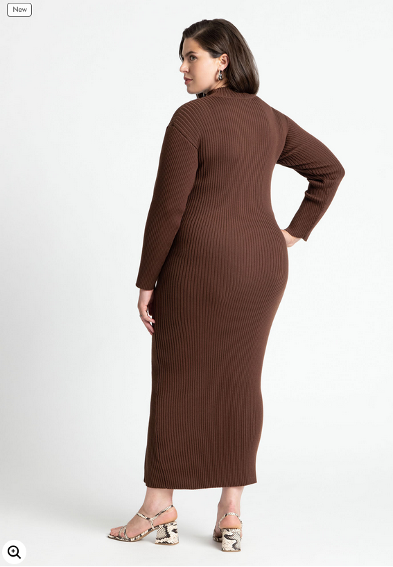 ELOQUII Women's Turtle Neck Sweater Dress W Zipper Slit