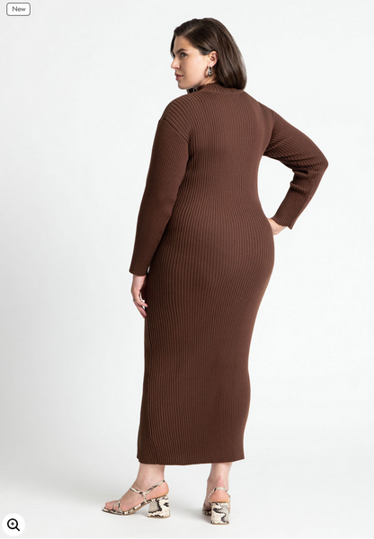 ELOQUII Women's Turtle Neck Sweater Dress W Zipper Slit