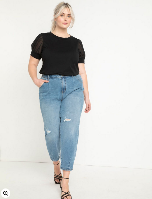 ELOQUII Women's Combo Sleeve Tee