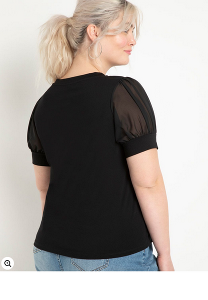 ELOQUII Women's Combo Sleeve Tee
