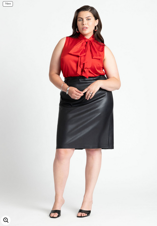 ELOQUII Women's Sleeveless Satin Bow Blouse