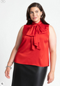 ELOQUII Women's Sleeveless Satin Bow Blouse