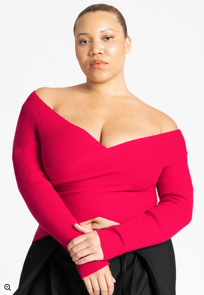 ELOQUII Women's Wrap Front Cropped Sweater
