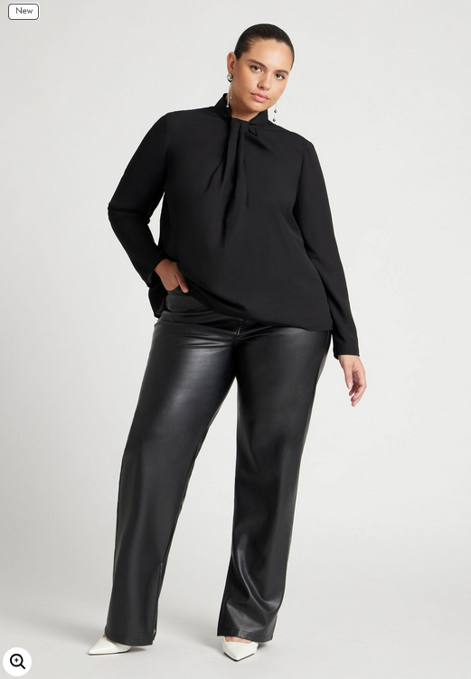 ELOQUII Women's Standing Cowl Collar Drape Blouse
