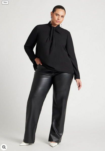 ELOQUII Women's Standing Cowl Collar Drape Blouse