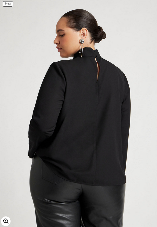 ELOQUII Women's Standing Cowl Collar Drape Blouse