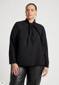ELOQUII Women's Standing Cowl Collar Drape Blouse