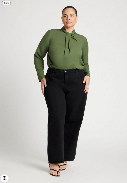 ELOQUII Women's Standing Cowl Collar Drape Blouse