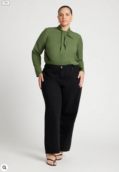 ELOQUII Women's Standing Cowl Collar Drape Blouse