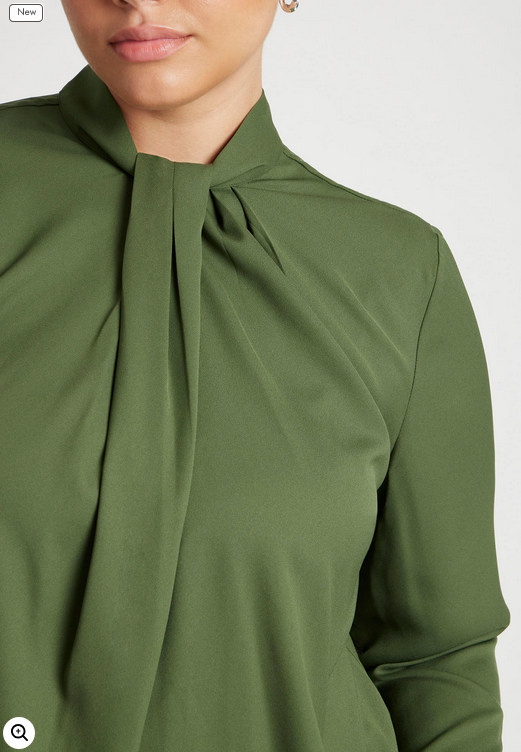 ELOQUII Women's Standing Cowl Collar Drape Blouse