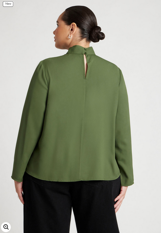 ELOQUII Women's Standing Cowl Collar Drape Blouse