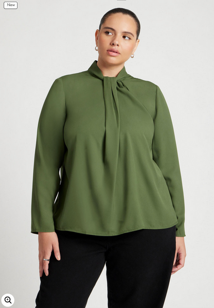 ELOQUII Women's Standing Cowl Collar Drape Blouse