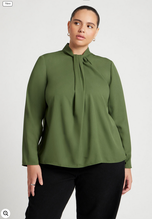 ELOQUII Women's Standing Cowl Collar Drape Blouse
