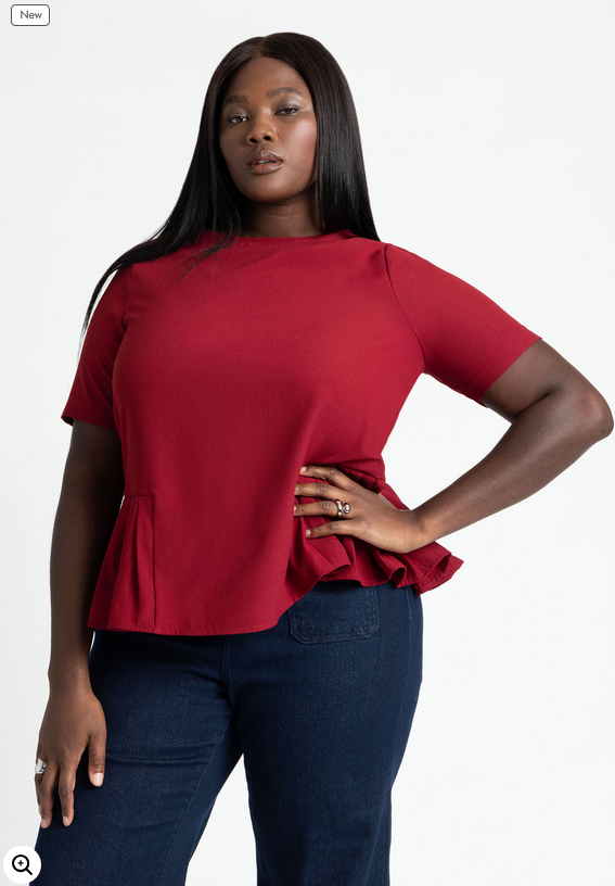 ELOQUII Women's Pleated Hem Top