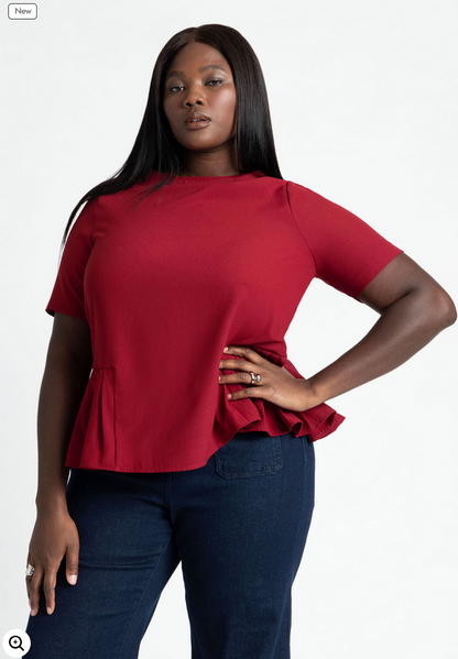 ELOQUII Women's Pleated Hem Top