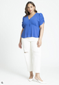 ELOQUII Women's Shirred Sleeve Top With Buttons