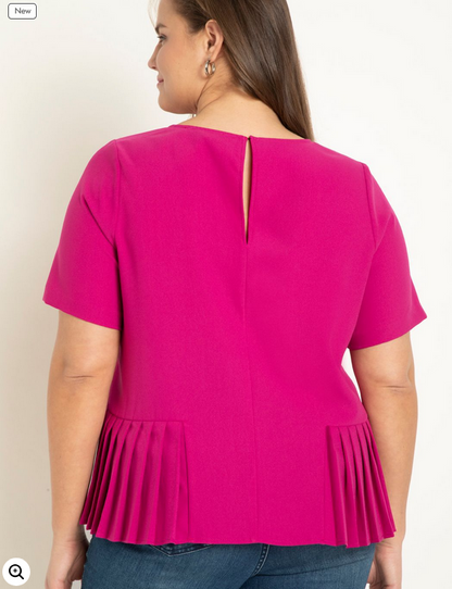 ELOQUII Women's Pleated Hem Top