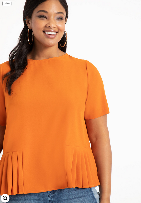 ELOQUII Women's Pleated Hem Top