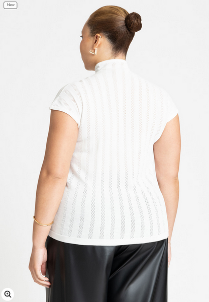 ELOQUII Women's Sheer Stripe Sweater