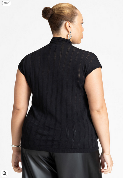 ELOQUII Women's Sheer Stripe Sweater